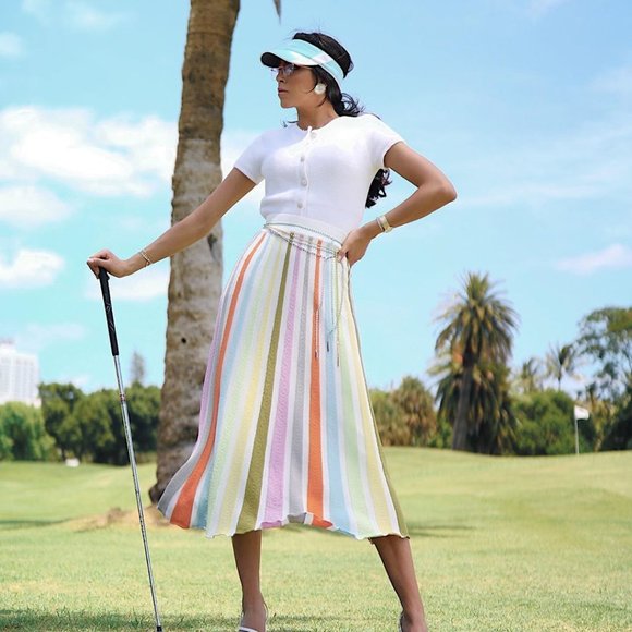 Allison NY NWT Women's Pastel Rainbow Paneled Knit Midi Skirt, Size Small - Picture 3 of 4